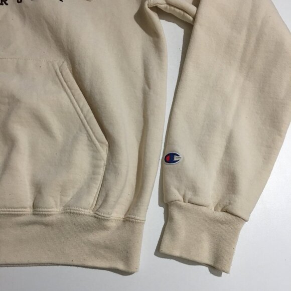 Harvard University Champion Mens Small Hoodie Sweatshirt Embroidered Ivory - Picture 2 of 10